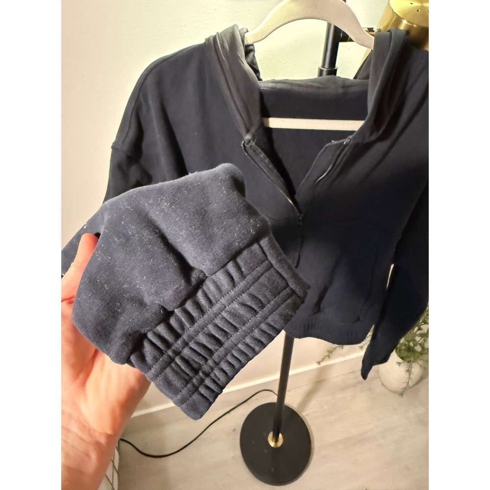 Acta crop hoodie LG black athleisure luxury slow fashion LA designer luxe gym ec - Picture 3 of 7